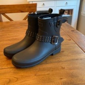 Hunter Refined Stud Biker Rain Boots